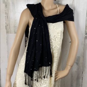 Cejon Black Rhinestone Scarf W/Sparkle Shawl Wrap